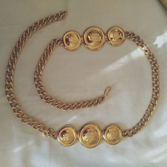 True Vintage Rare Gold Metal Coin/like Accent Belt